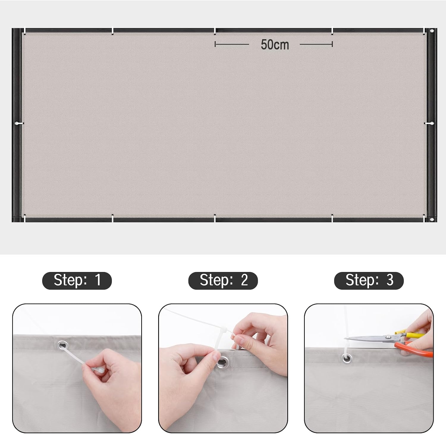 COOL AREA Balkonscherm 100 x 400 cm - Privacydoek voor Balkon en Tuin - Taupe
