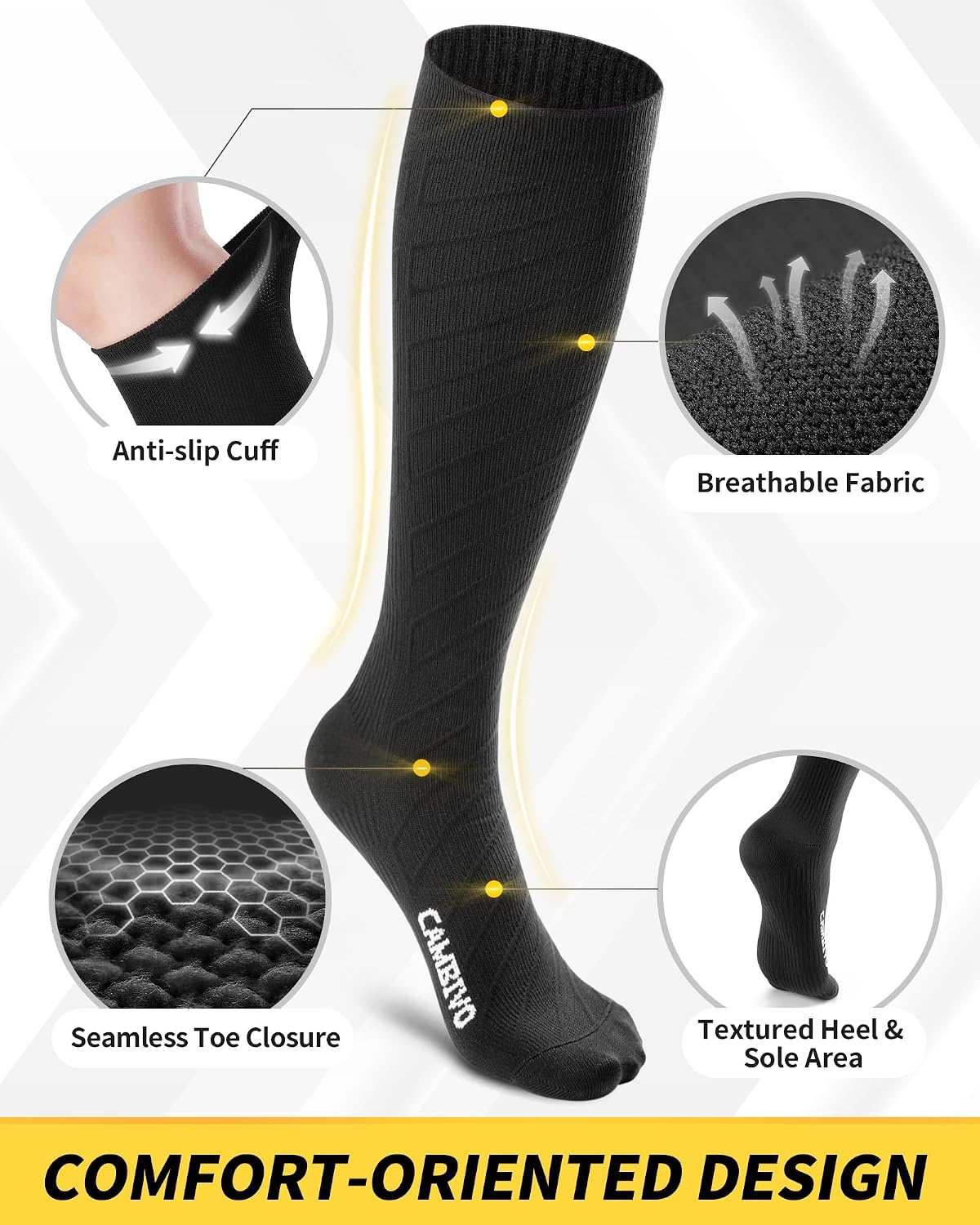 CAMBIVO Compressiesokken - 3 paar - Unisex - Ondersteunende compressie voor sport en dagelijks gebruik