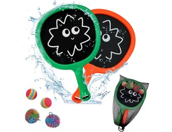 Badmintonracketset voor kinderen, beginners, lichte tennisrackets, zwembad, strand, outdoor spelletjes voor meisjes en jongens, balspelen buiten, incl. 2 sponsballen, 2 snaarballen