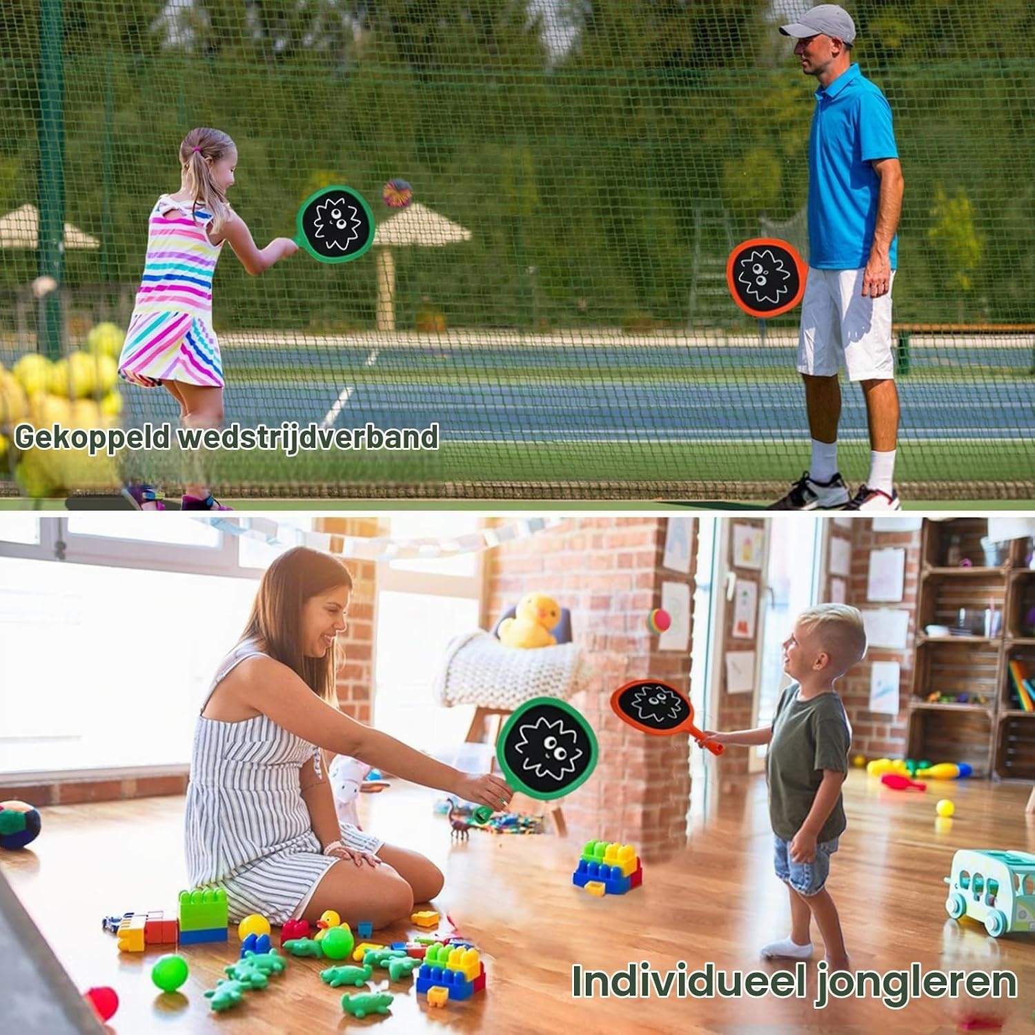 Badmintonracketset voor kinderen, beginners, lichte tennisrackets, zwembad, strand, outdoor spelletjes voor meisjes en jongens, balspelen buiten, incl. 2 sponsballen, 2 snaarballen