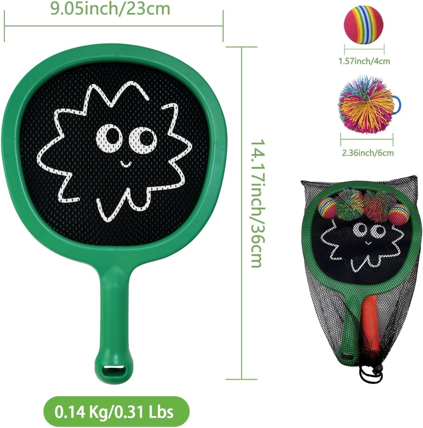 Badmintonracketset voor kinderen, beginners, lichte tennisrackets, zwembad, strand, outdoor spelletjes voor meisjes en jongens, balspelen buiten, incl. 2 sponsballen, 2 snaarballen