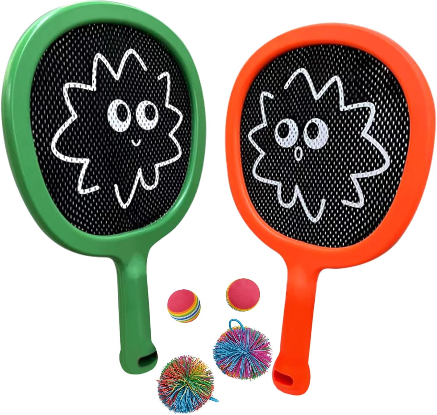 Badmintonracketset voor kinderen, beginners, lichte tennisrackets, zwembad, strand, outdoor spelletjes voor meisjes en jongens, balspelen buiten, incl. 2 sponsballen, 2 snaarballen