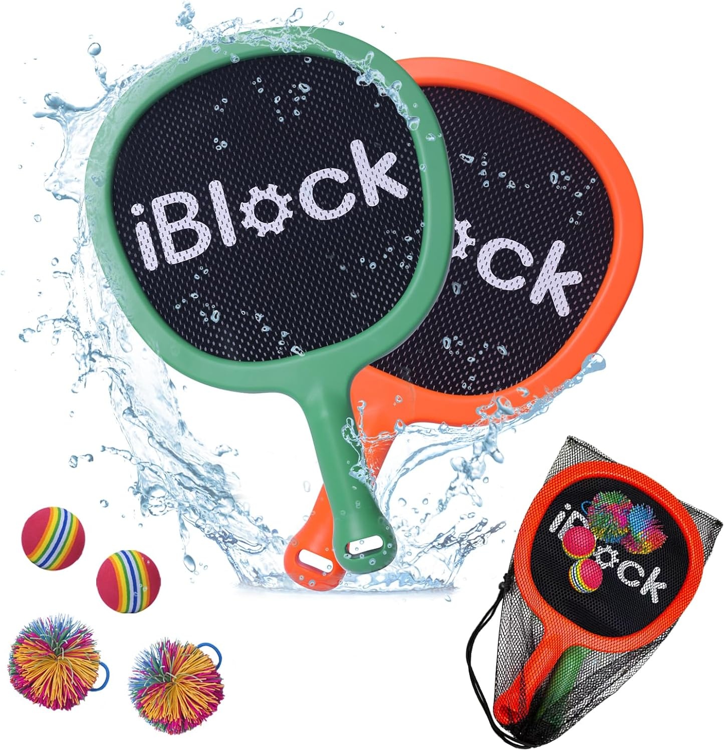 Badmintonracketset voor kinderen, beginners, lichte tennisrackets, zwembad, strand, outdoor spelletjes voor meisjes en jongens, balspelen buiten, incl. 2 sponsballen, 2 snaarballen