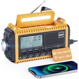 Crankradio DAB/FM met Batterij 5000mAh, Draagbare Zonne-radio met LED-zaklamp en Leeslampje, DAB+ Bouwplaatsradio IPX4, Noodradio en SOS-alarm Geschikt voor Wandelen, Kamperen, Buiten (Groene DAB)