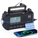 Crankradio DAB/FM met Batterij 5000mAh, Draagbare Zonne-radio met LED-zaklamp en Leeslampje, DAB+ Bouwplaatsradio IPX4, Noodradio en SOS-alarm Geschikt voor Wandelen, Kamperen, Buiten (Groene DAB)