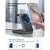 Magnetische draadloze oplader voor Samsung voor Galaxy S25 Ultra S24,opvouwbare Mag-safe oplader standaard 3 in 1 Reizen Uitwerpen met één klik voor Galaxy Watch Ultra 7 6 Buds 3 (zwart)