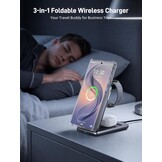 Magnetische draadloze oplader voor Samsung voor Galaxy S25 Ultra S24,opvouwbare Mag-safe oplader standaard 3 in 1 Reizen Uitwerpen met één klik voor Galaxy Watch Ultra 7 6 Buds 3 (zwart)