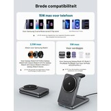 Magnetische draadloze oplader voor Samsung voor Galaxy S25 Ultra S24,opvouwbare Mag-safe oplader standaard 3 in 1 Reizen Uitwerpen met één klik voor Galaxy Watch Ultra 7 6 Buds 3 (zwart)