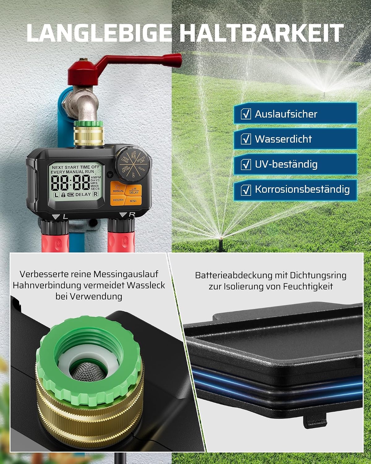 DEWENWILS Irrigatiecomputer 2 uitgangen, automatisch/handmatige