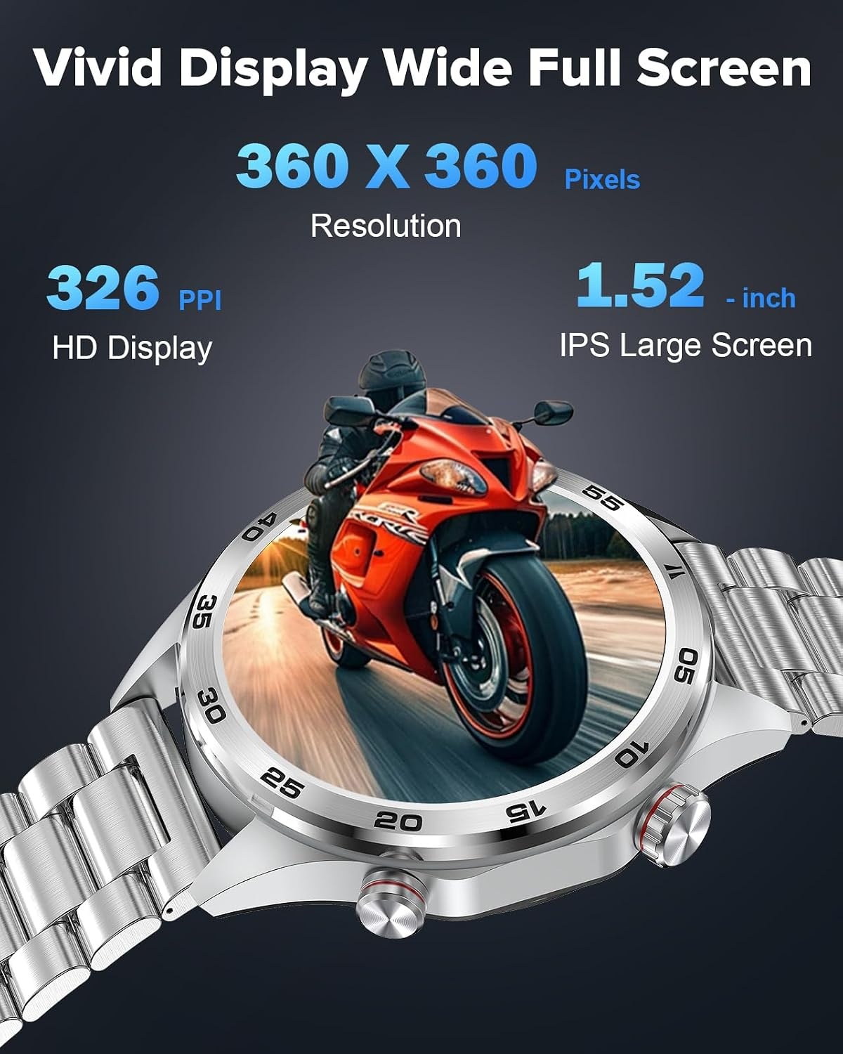 MEGALITH Slimme horloges voor mannen Fitness: Bloeddruk Hartslagmeter - Zilver Waterdichte Mens Smartwatch voor Android iOS