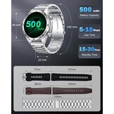 MEGALITH Slimme horloges voor mannen Fitness: Bloeddruk Hartslagmeter - Zilver Waterdichte Mens Smartwatch voor Android iOS
