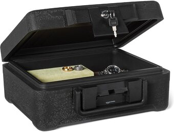 Amazon Basics Documentenkluis Brand- en Waterdicht met Sleutelslot, 6,2L Capaciteit, UL 72 Klasse 350 Gecertificeerd, Zwart - Maat 6.2 L
