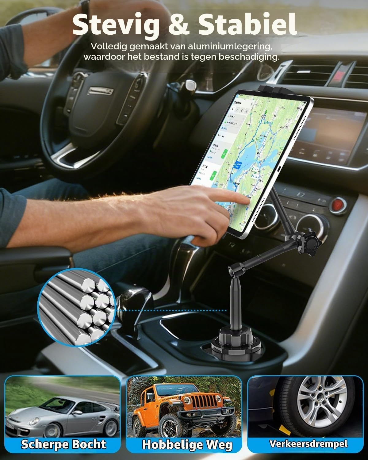 Flexibele Tablet Houder Drankenhouder Auto voor Tablets Telefoons, 4-13"