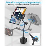 Flexibele Tablet Houder Drankenhouder Auto voor Tablets Telefoons, 4-13"