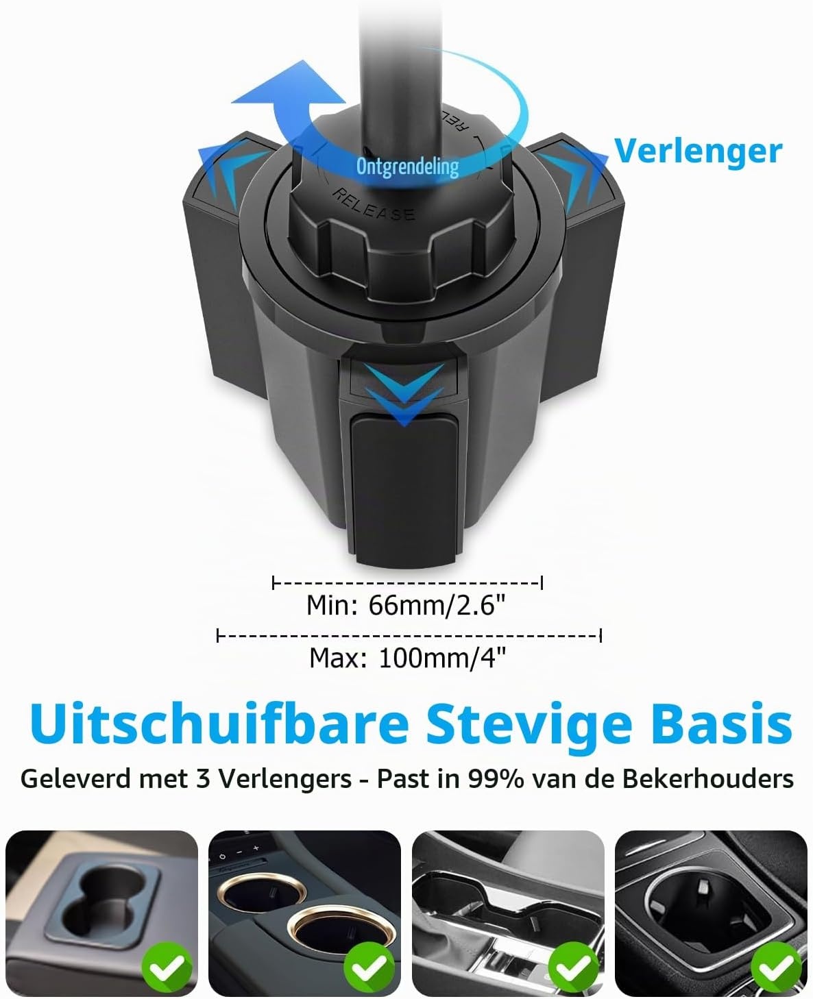 Flexibele Tablet Houder Drankenhouder Auto voor Tablets Telefoons, 4-13"
