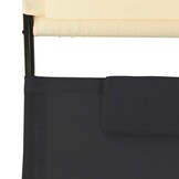 vidaXL Ligbed tweepersoons met luifel textileen zwart en crèmekleurig