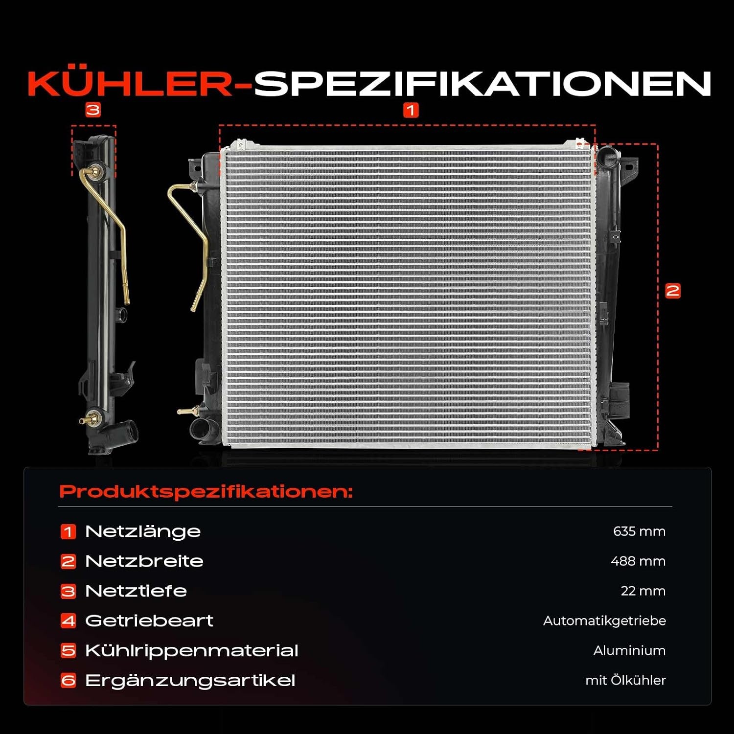 Frankberg Koeler, waterkoeler, motorkoeler, radiator, koelvloeistof, koeling, transmissie-oliekoeler, motoroliekoeler, vervanging # 253103K850