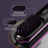Go Brush Pro Draagbare draadloze mini-stijlborstel voor dames met lcd-temperatuurweergave, 2000 mAh, snelle verwarming en draadloze keramische stijltang (BK)