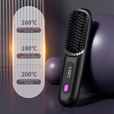 Go Brush Pro Draagbare draadloze mini-stijlborstel voor dames met lcd-temperatuurweergave, 2000 mAh, snelle verwarming en draadloze keramische stijltang (BK)