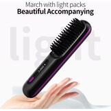Go Brush Pro Draagbare draadloze mini-stijlborstel voor dames met lcd-temperatuurweergave, 2000 mAh, snelle verwarming en draadloze keramische stijltang (BK)