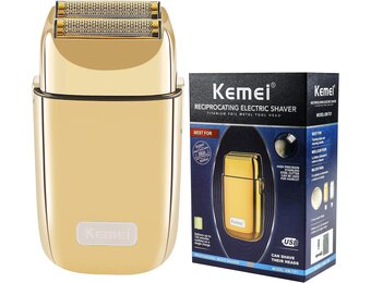 Kemei Draadloze Metalen Dubbele Elektrische Scheerapparaat Scheermes voor Mannen Sluiten Elektrische Scheerapparaten, Type-C Oplaadbaar voor Nat/Droog Scheren