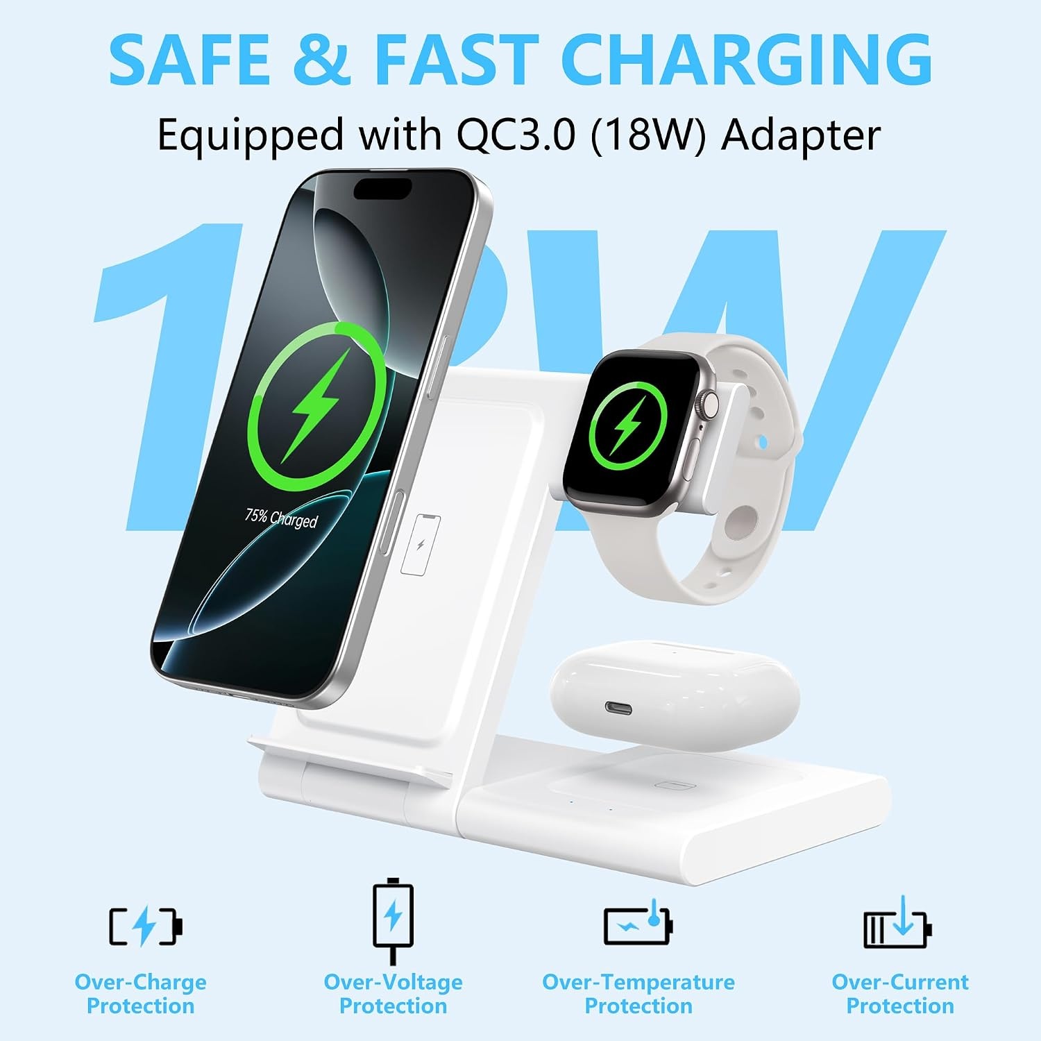 3 in 1 Draadloos Oplaadstation voor iPhone Apple Watch AirPods