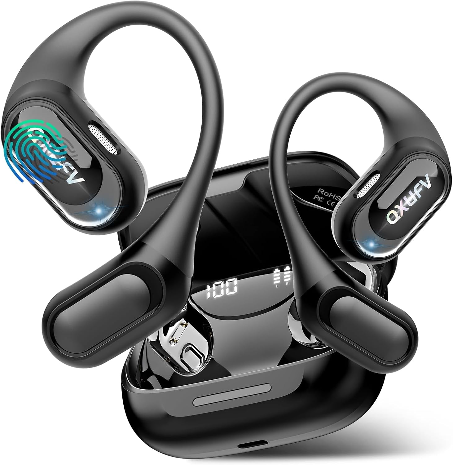 QXUFV QX68 Slimme Vertaler Oordopjes - 164 Talen - Open-Ear - Zwart