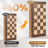 Peradix Houten schaakbord, 48,3 cm, inklapbaar, toernooischaakbord met 9,5 cm koning, 2 extra koninginnen, klassiek professioneel schaakspel voor volwassenen en kinderen