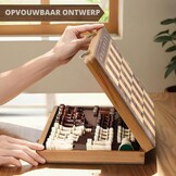 Peradix Houten schaakbord, 48,3 cm, inklapbaar, toernooischaakbord met 9,5 cm koning, 2 extra koninginnen, klassiek professioneel schaakspel voor volwassenen en kinderen