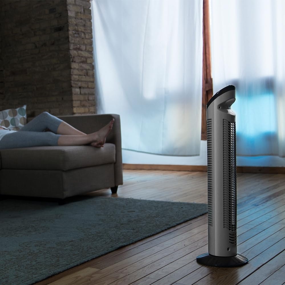 Cecotec Torenventilator EnergySilence 790 Skyline. 50 W, 30 '' (76 cm) hoog, oscillerend, koperen motor, 3 snelheden, 2 uur timer, stil, wit