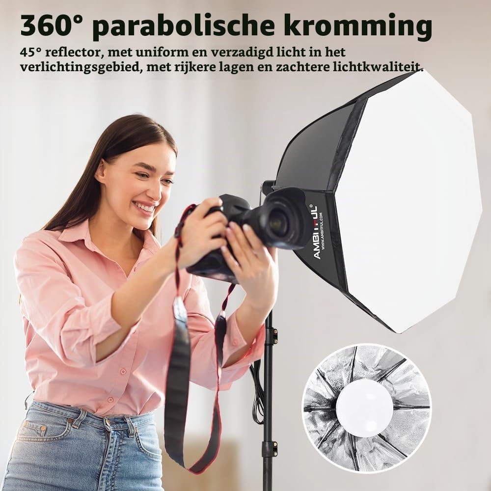 Softbox Fotografie Verlichting Kit, 2X AMBITFUL 65cm Softbox Verlichting Kit met 2M Statief Licht Stand & 2X 50W 3000-6500K Bi-Color LED Lamp, LED Continue Verlichting voor Video-opname/Live Streaming
