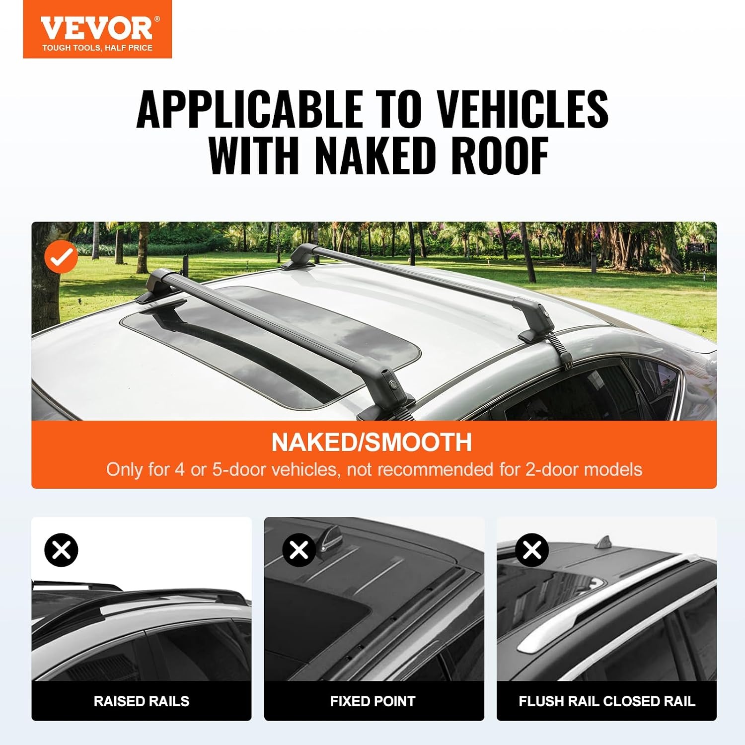 VEVOR Universele Dwarsdakrails 2PCs Afsluitbaar Aluminium Dakrek Auto Lading 70,3 kg Eenvoudige Installatie Compatibel met Open Top Voertuigen Reizen