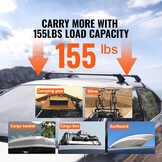 VEVOR Universele Dwarsdakrails 2PCs Afsluitbaar Aluminium Dakrek Auto Lading 70,3 kg Eenvoudige Installatie Compatibel met Open Top Voertuigen Reizen