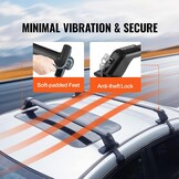 VEVOR Universele Dwarsdakrails 2PCs Afsluitbaar Aluminium Dakrek Auto Lading 70,3 kg Eenvoudige Installatie Compatibel met Open Top Voertuigen Reizen