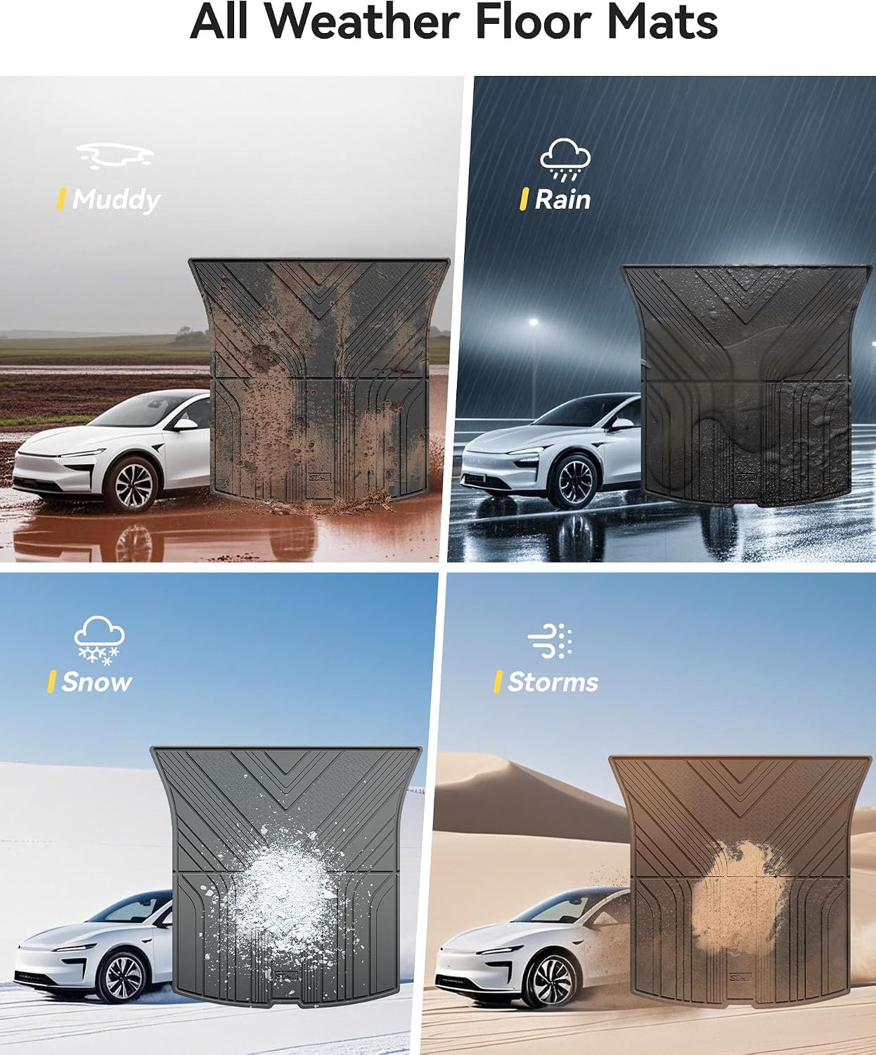 3W Kofferbakmatten voor Tesla Model Y 2025 2026 Juniper, Waterdicht en Wlijtvast met Thorex™, Achterbakmatten die Schokken Dempen