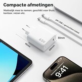 65W GaN Snellader USB-C met 2m Kabel - Wit (31% Korting)