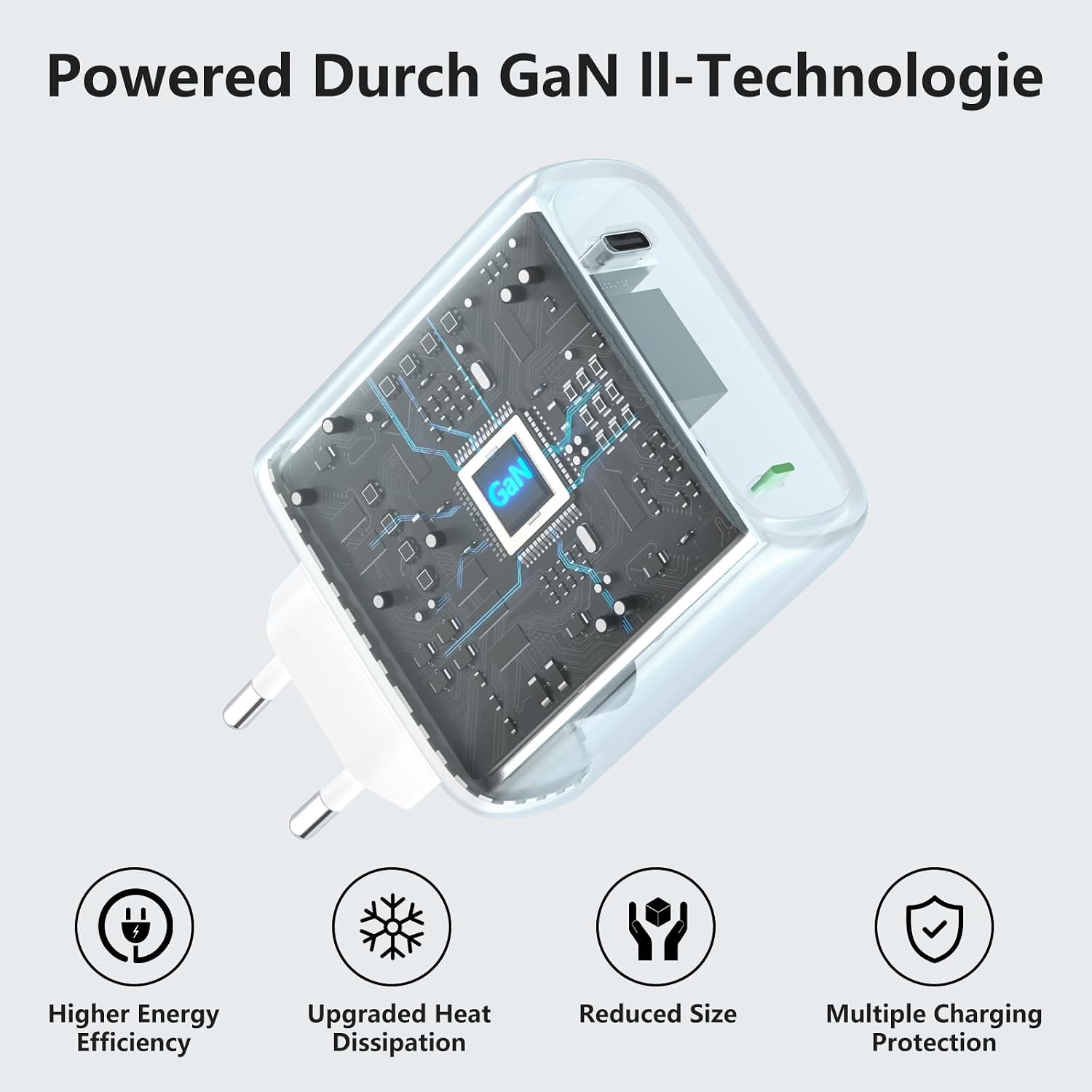 65W USB C Oplader Snellader met PD3.0 en GaN II Technologie PPS USB C Supersnellader Voeding met 2M Type C Kabel voor Phone 15 Plus/16 Pro, voor Galaxy S24/23/S22, voor MacBook Pro/Air - Wit