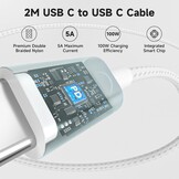 65W USB C Oplader Snellader met PD3.0 en GaN II Technologie PPS USB C Supersnellader Voeding met 2M Type C Kabel voor Phone 15 Plus/16 Pro, voor Galaxy S24/23/S22, voor MacBook Pro/Air - Wit