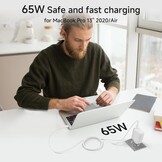 65W GaN Snellader USB-C met 2m Kabel - Wit (31% Korting)