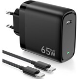 65W GaN Snellader USB-C met 2m Kabel - Wit (31% Korting)
