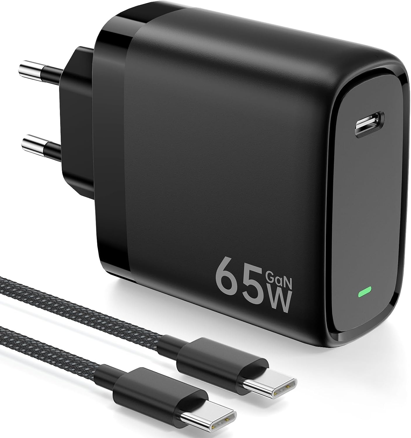 65W GaN Snellader USB-C met 2m Kabel - Wit (31% Korting)
