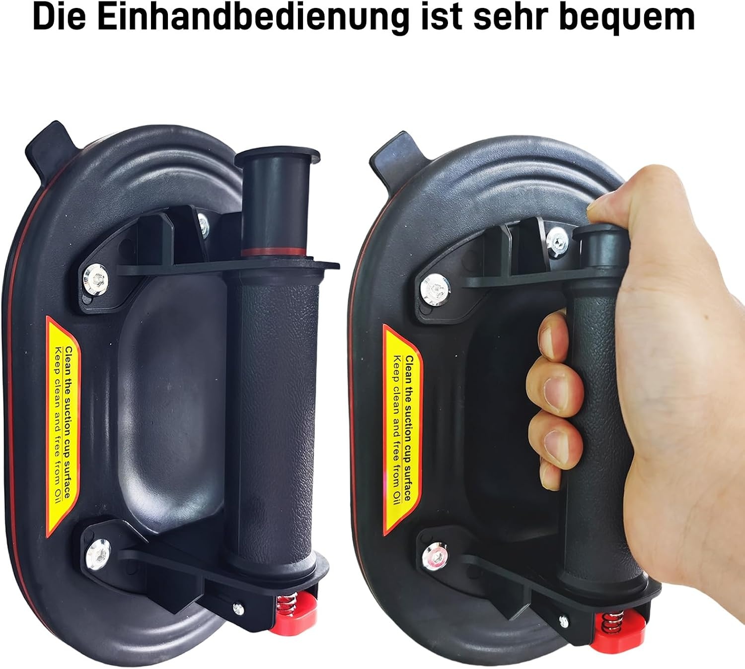 DURDUR Set van 2 zuignappen, draagkracht max. 280 kg, 24 cm diameter, verdikt vacuüm zuigkracht voor glas, laminaat, tegels en terrasplaten, tegellifter glaszuiger