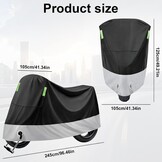 Motorafdekzeil, outdoor, XXL, waterdicht, motorfiets, garage, dekzeil voor bromfiets, scooter, motor, 245 x 105 x 125 cm