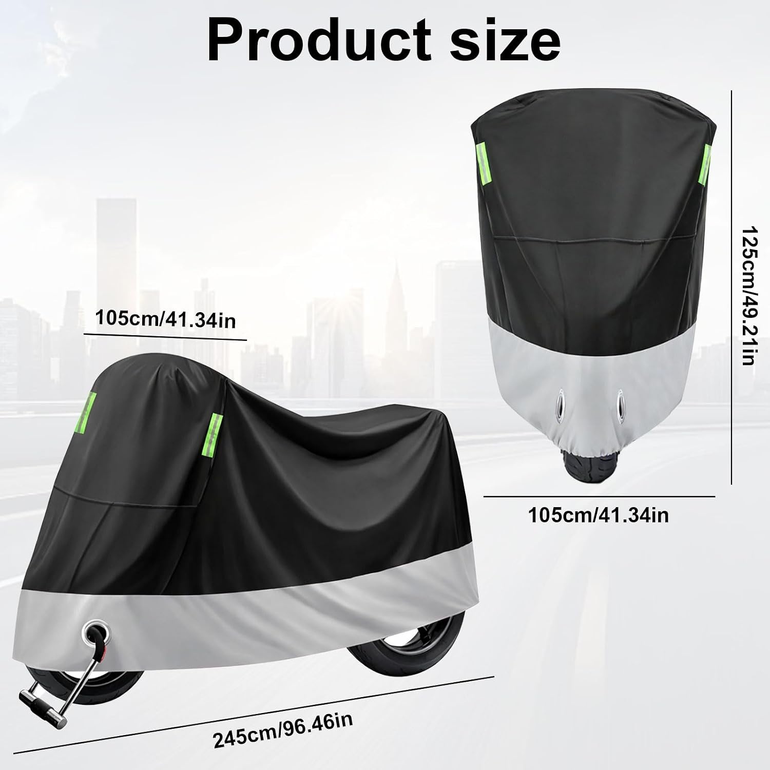 Motorafdekzeil, outdoor, XXL, waterdicht, motorfiets, garage, dekzeil voor bromfiets, scooter, motor, 245 x 105 x 125 cm