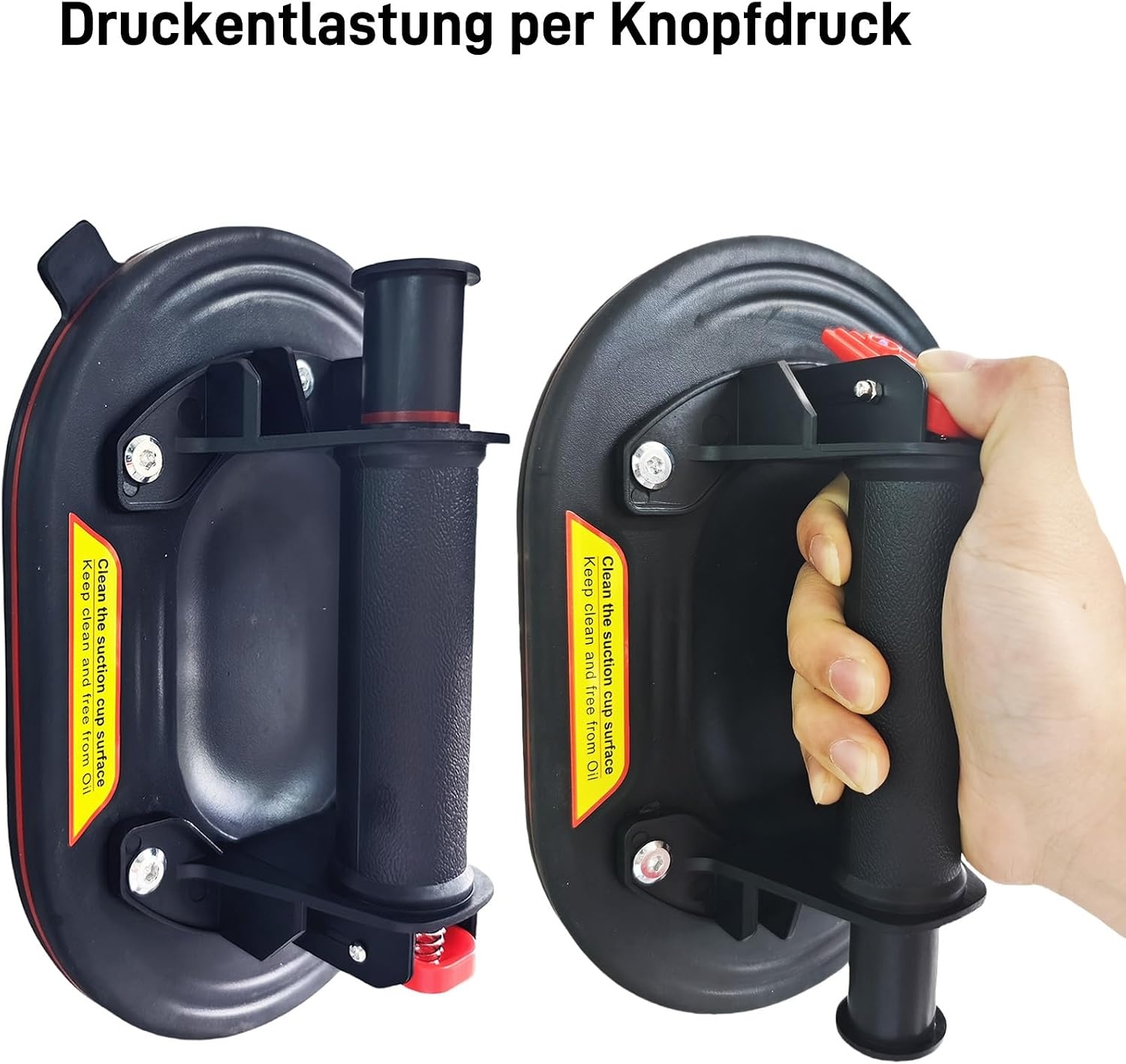 DURDUR Set van 2 zuignappen, draagkracht max. 280 kg, 24 cm diameter, verdikt vacuüm zuigkracht voor glas, laminaat, tegels en terrasplaten, tegellifter glaszuiger