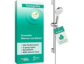 hansgrohe Crometta Vario waterbesparende doucheset 0,65 m met, 2 sproeimodi, 9 l/min, wit/chroom