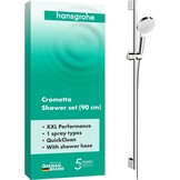 hansgrohe Crometta Vario waterbesparende doucheset 0,65 m met, 2 sproeimodi, 9 l/min, wit/chroom
