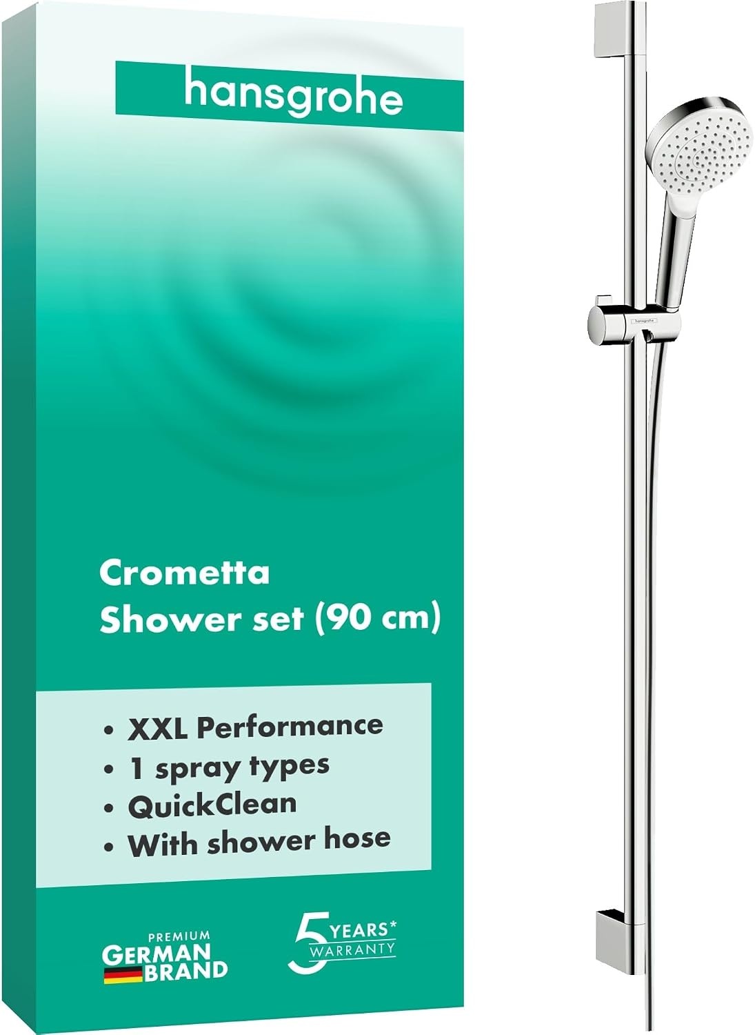 hansgrohe Crometta Vario waterbesparende doucheset 0,65 m met, 2 sproeimodi, 9 l/min, wit/chroom