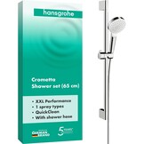 hansgrohe Crometta Vario waterbesparende doucheset 0,65 m met, 2 sproeimodi, 9 l/min, wit/chroom