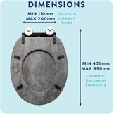 Croydex Kirkstone Toiletbril - softclose, glijdt nooit weg, past altijd | Flexi-Fix V-plaatscharnieren en grippad-technologie | bevestiging aan boven- en onderkant - Cumbrian Slate